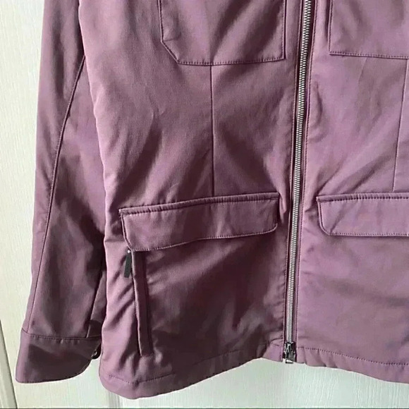 Eddie Bauer Softshell Utility Jacket Hooded Trench Coat Spring Fall Purple XS - Picture 6 of 15